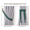 Pretty Jolly 2 Pack Natural Cotton Rope Curtain Tiebacks Elegant Boho Style Decorative Drape Tie Backs Soft Hand-Woven Rope Curtain Holdbacks with Metal Hook for Home & Office Drapery (Dark Green)