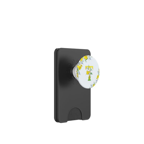 Daffodil Flower Monogram Boho Bloom Letter T Art Initial PopSockets PopWallet for MagSafe