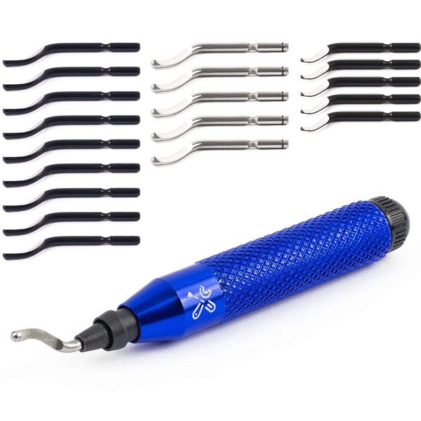 BroadBasic - Deburring Tool Kit with 20 High-Speed-Steel Blades | Edge Burr Remove for Metal, PVC Plumbing Pipe, 3D Printing, Plastic, Copper, Resin Art