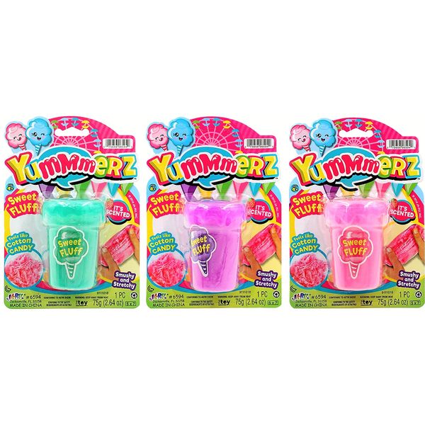 JA-RU Sweet Scented Cotton Candy Slime (3 Slime Toy) Cotton Putty Toys for Kids, Girls & Boys. Squishy Stretchy Cloud Sand Foam. Stress Relief Putty Fidget Toys. Cute Party Favor Pack. 6594-3p