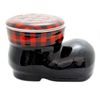 Burton & Burton Boot Shape Candy Cane Midnight Black 8 x 5 Ceramic Holiday Dish Container