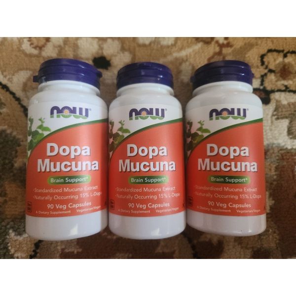 Lot Of 3 NOW FOODS Dopa Mucuna - 90 Veg Capsules Each 180 Total Exp 07/25