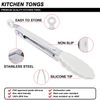 MSY BIGSUNNY 7" Mini Silicone Serving Tongs Set (3, Snow White)