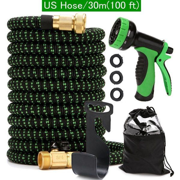 Garden Water Hose Spray Nozzle Pet House Clean 100ft Durable Expandable Flexible