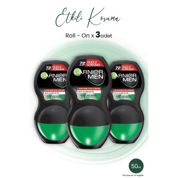 Men Güçlü Koruma Erkek Roll On Deodorant 50 ml X 3 Adet