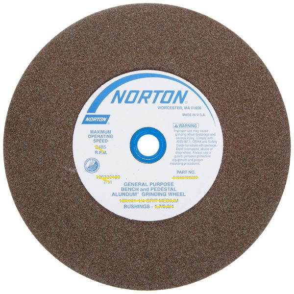 Norton Gemini Grinding Wheel, Type 01 Bench and Pedestal Wheel, Medium Alundum, 7 Inch Aluminum Oxide Grinding Wheel for Bench Grinder, Pack of 1