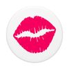 White Background Bright Pink Lipstick Kiss