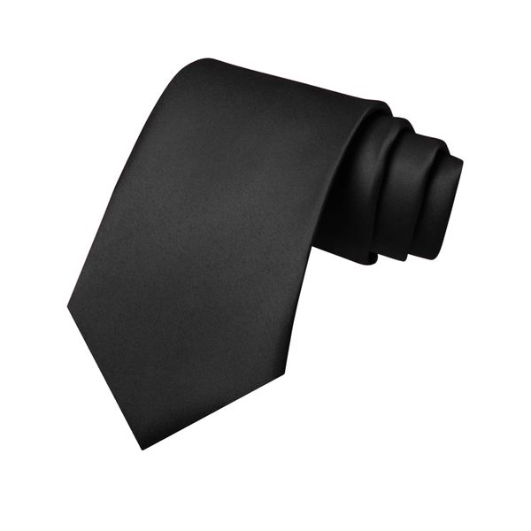 JEMYGINS Black Tie Silk Necktie for Men Business and Wedding