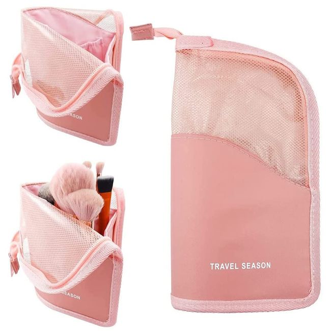 Make Up Pinsel Tasche Kosmetik, Organizer Tasche Stand-Up Make Up Pinsel, Make Up Pinsel Tasche Reise, Tragbare Reise Make Up Pinsel Organizer Fall für Frauen und Mädchen(Rosa)