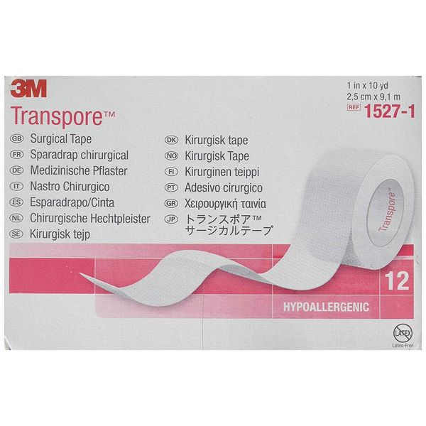 Transpore 3M Klebeband, 2,5 cm x 9,1 m, Box: 12