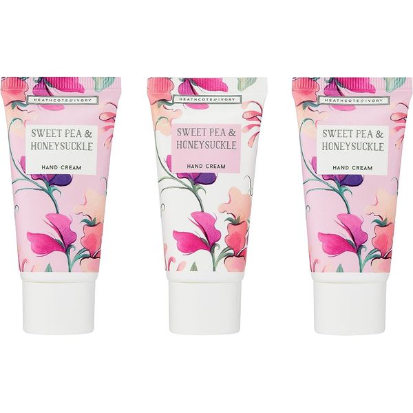 Heathcote & Ivory Sweet Pea & Honeysuckle Hand Cream Gift Set | Shea Butter & Essential Oils | Cruelty Free & Vegan Friendly | Travel Friendly Sizes | 3 x 30ml