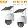 Sansco 2pcs WiFi Outdoor Solar PTZ Security Camera 3MP Wireless 2-Way Audio