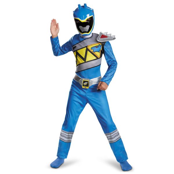 Blue Power Rangers Costume for Kids. Official Licensed Blue Ranger Dino Charge Classic Power Ranger Suit with Mask for Boys & Girls, Small (4-6)