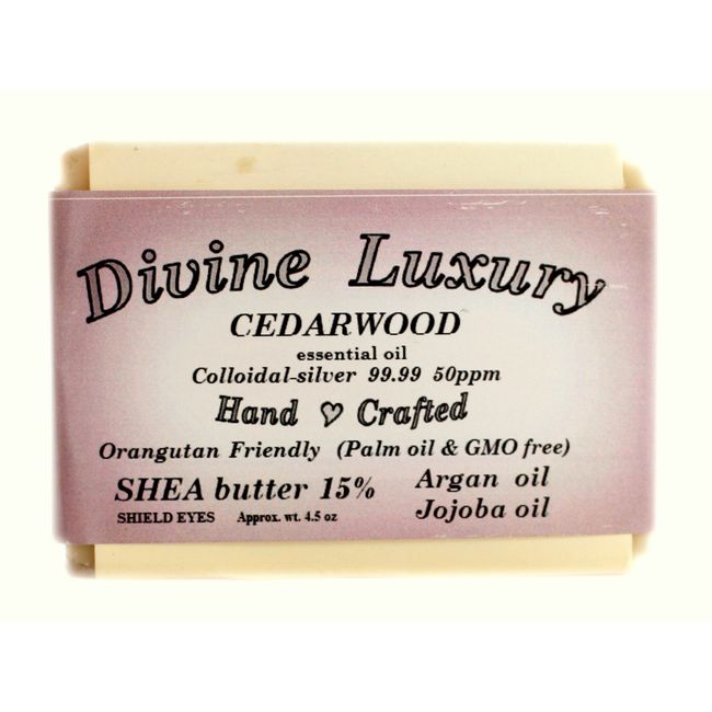 DivineLuxurySoap Colloidal Silver Soap Bar CEDAR WOOD (essential oil) All Natural, No Palm Oil, Feel Clean, Safe, Bubbly