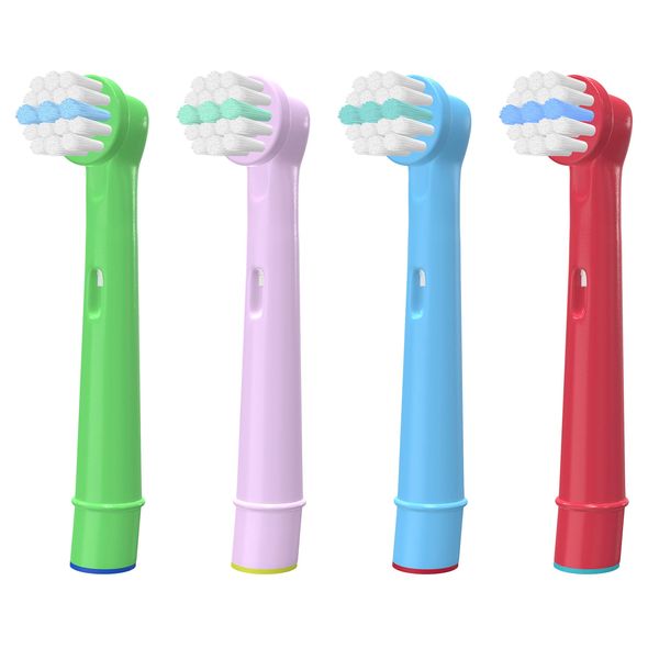 WuYan Kids Toothbrush Heads Compatible for Electric Toothbrush, kids Electric Toothbrush Heads for Braun, Refills for Kids Toothbrush Head Pack of 4 Multicolor Replacement Brush Heads