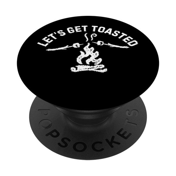 Mens Lets Get Toasted Camping Marshmallow pun Campfire PopSockets Adhesive PopGrip