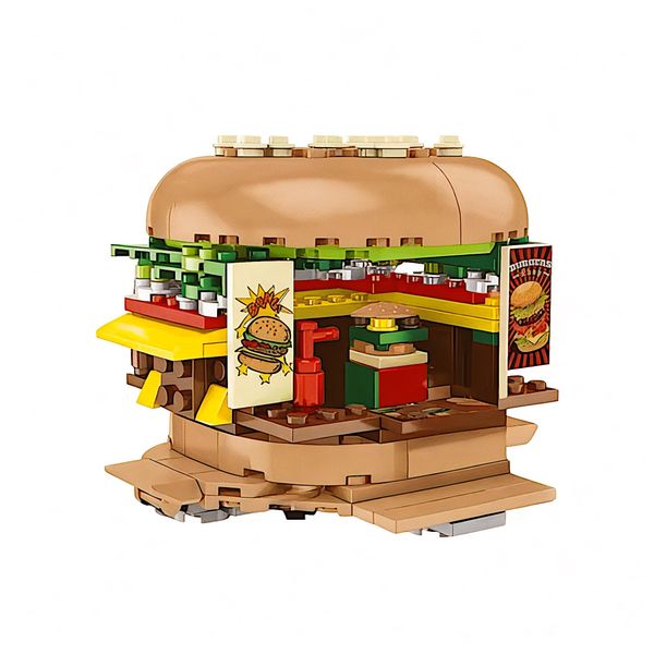 General Jim's Burger Joint Restaurant 209 Piece Modular Building Blocks Brick Model Or Amusement Park Burger Stand Building Blocks Brick Toy Playset