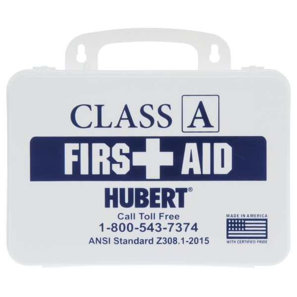 HUBERT® First Aid Kit with White Plastic Case Class A - 10" L x 3" D x 7" H