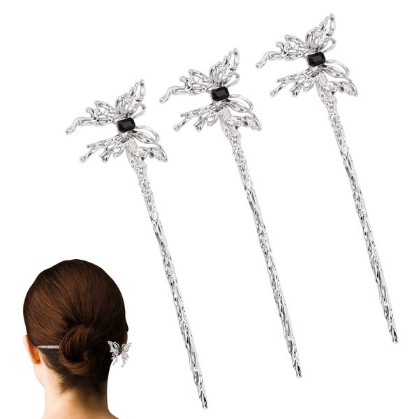 WEBEEDY 4 Stück Haarstäbchen Schmetterlinge Haarnadel Chinesische Chinesisch Haar Stäbchen Vintage Haarstab Haar Sticks für Frauen Damen Mädchen Haarschmuck