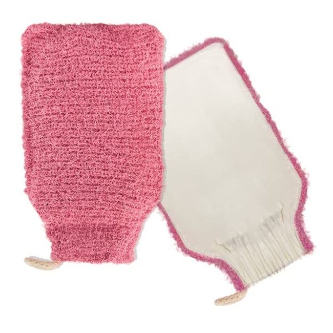 Sedef Exfoliating Glove, Dead Skin Remover Silk, Exfoliating Mitt, Body Scrub, Tan Remover, Loofah in 4 Colours(PINK)