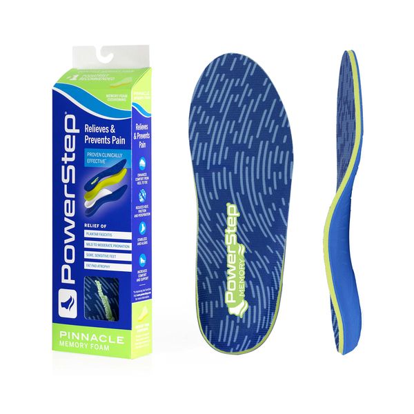 Powerstep Unisex Adult Memory Foam Insoles, Blue/Green, Men's 12-13