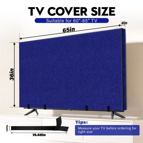 TV Cover for Moving 60"-65" Flat Screens Dust & Anti-Scratch TV Screen Protector Cover with Bottom Strap for Moving, Painting, Renovation, Pet Scratch Prevention & Furniture Protection（Blue）