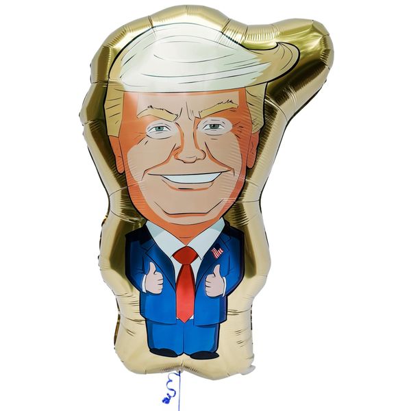 HUGE 40-Inch Donald Trump Gold Foil Balloon. Trump Birthday Party Decoration. Political Satire Cartoon. Funny Birthday Party Gift. Perfect for BBQs, Trump Rallies, and Birthday Parties.