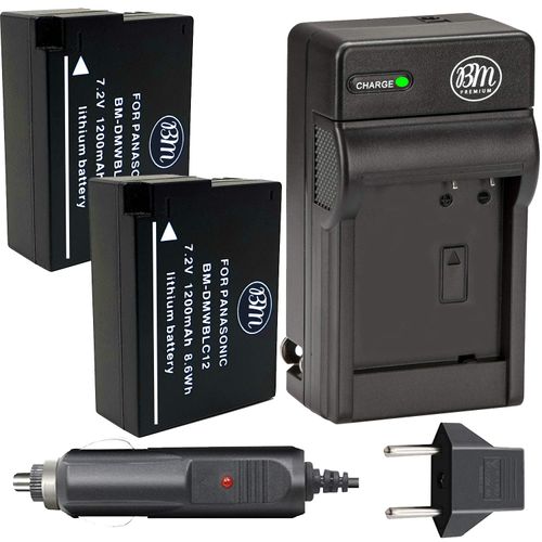 BM Premium High Capacity 2 DMW-BLC12 Batteries and Charger for Panasonic Lumix DC-FZ1000 II DC-G95 DC-G97 DMC-G85 DMC-GH2 DMC-G5 DMC-G6 DMC-G7 DMC-GX8 DMC-FZ200 DMC-FZ300 DMC-FZ1000 DMC-FZ2500 Cameras