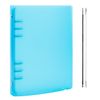 OTCRAFT A5 6 Ring Binder Cover Clean Transparent Soft PVC for Refillable Notebook Shell withMatte surfaceforStamp & Die Storage (Blue)
