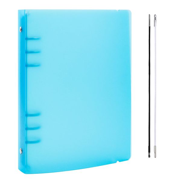 OTCRAFT A5 6 Ring Binder Cover Clean Transparent Soft PVC for Refillable Notebook Shell withMatte surfaceforStamp & Die Storage (Blue)