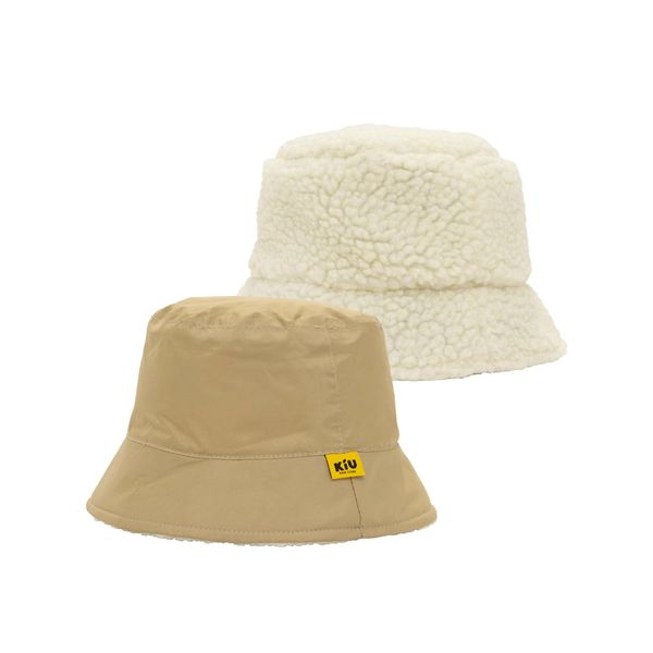 Kiu K354-911 Kiu Reversible Bucket Hat, Water-Repellent, Waterproof, Hat, Autumn, Outdoor, Camping, Festival, Stylish, Cute, Casual, Fluffy, Boa, 2-Way, Women's, Men's, Unisex, Beige