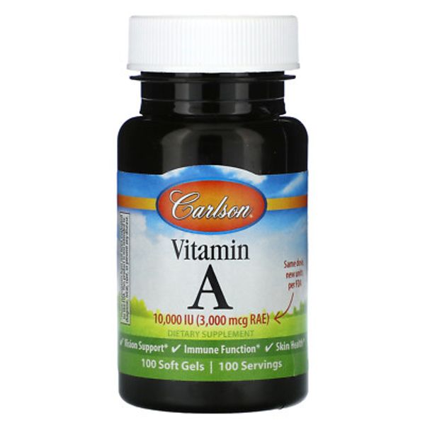 Vitamin A, 3,000 mcg RAE (10,000 IU), 100 Soft Gels