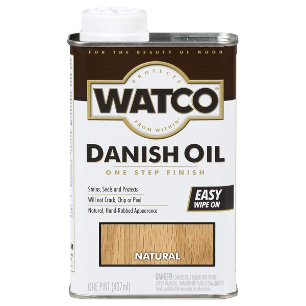 Watco 242219 Danish Oil Wood Finish, Low VOC, Pint, Natural