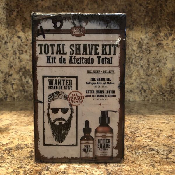 Smooth Groom Total Shave Kit - Pre Shave Oil & After Shave Lotion - Men Gift Set