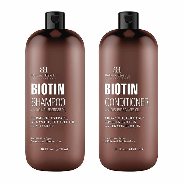 Biotin Shampoo and Conditioner Set - with Ginger Oil & Keratin for Hair Loss ...