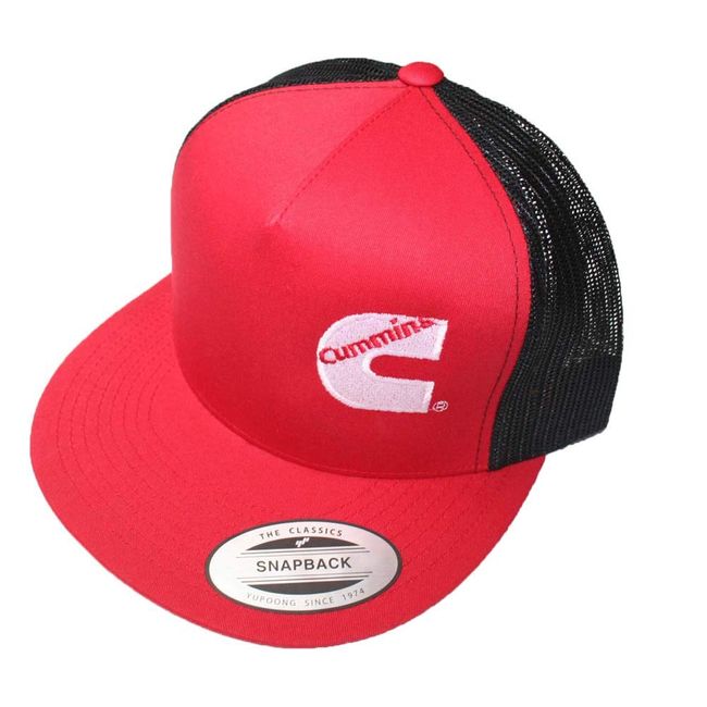 Dodge Cummins Trucker Red w/Black Summer mesh Flat Bill snap Back Hat Cap