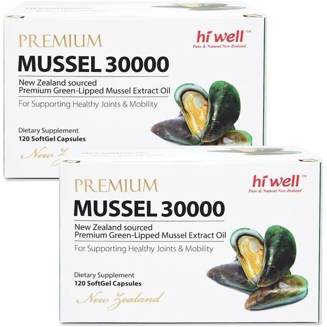 Hi well New Zealand Green Lipped Mussel Oil 30000 mg 120 Caps (2 Pack)