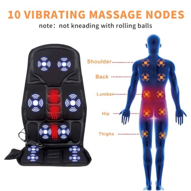 Car Electric Massage Chair Pad Heating Vibrating Back Massager Chair  Cushion Home Office Lumbar Pain Relief With Remote Controls