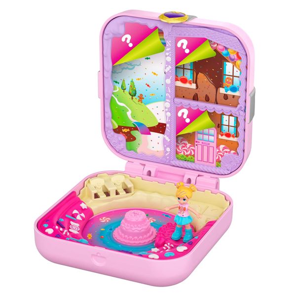 Polly Pocket Hidden Hideouts Polly Candy Adventure Compact, Micro Doll and Accessories, Multi