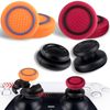 PlayRealm NO Falling Off Thumbstick Extender x 2 & Thumb Grip x 4 for PS5 & PS4 Controller (Red Orange Pack)