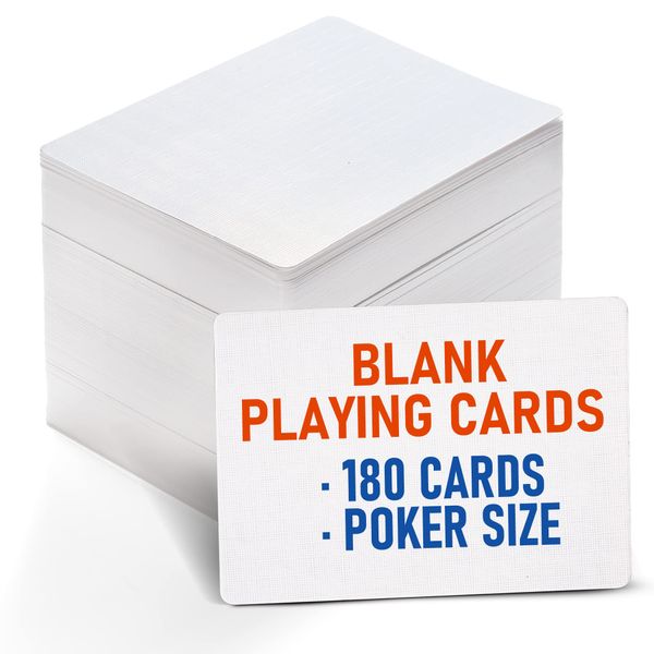 LotFancy Blank Playing Cards, 180PCS White Blank Index Flash Cards to Write on, Printable, Study Learning Cards, DIY Gift Card, Game Cards, Matte Finish, Poker Size, 2.5" x 3.5"