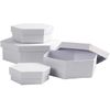 Creativ 100263 Hexagonal Boxes, D: 6,5+8+10+12 cm, 4 asstd White