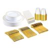 175pcs Disposable Dinnerware Set Gold Plastic Plates for Wedding Birthday Party