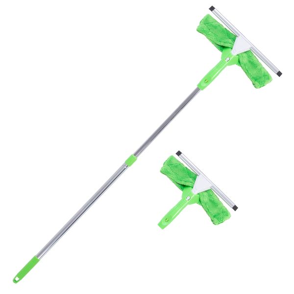 Super Squeegee Window Washer – The Original 3 in 1 Professional Window Squeegee Set - 2 Window Squeegees with Microfiber Scrubbers and Extension Pole – for Windows, Glass, and Auto