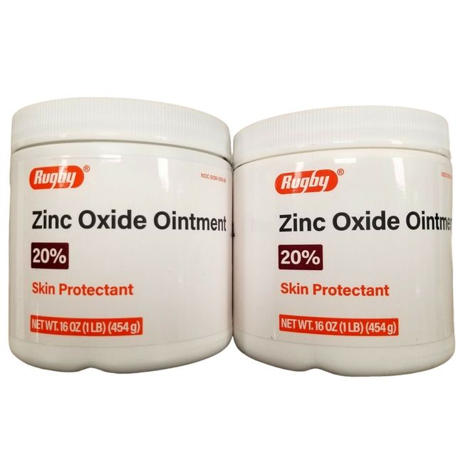 Rugby Zinc Oxide Ointment 20% 1 lb jar ( 2 pack ) PHARMACY FRESH! ^