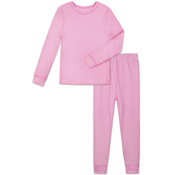 VZV Girls Kids Thermal Set Waffle Girls Thermal Underwear Long Johns for Kids Base Layer Thermal Underwear for Kids Winter Rose Pink