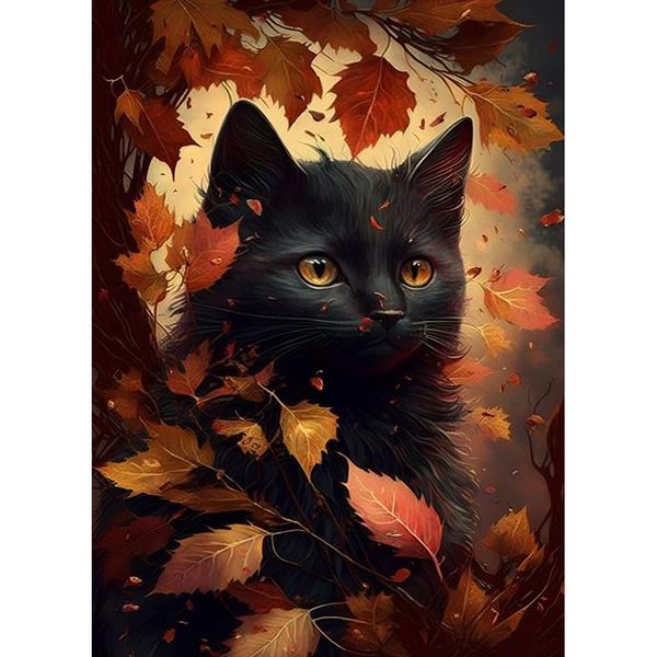 askkqtx Black Cat Diamond Painting Kits for Adults,5D Cat Diamond Art Kits,DIY Diamond Dots Paint with Diamonds Paint by Numbers Crystal Art for Home Wall Decor Gifts（12 x 16inch）