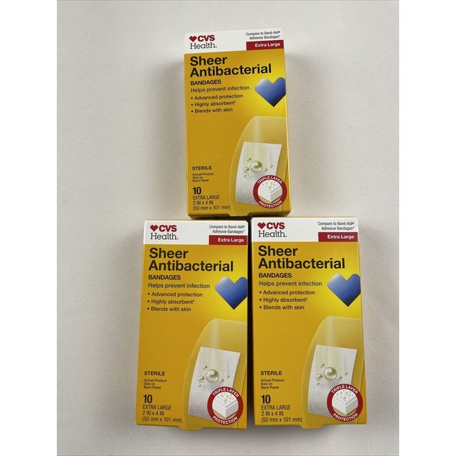 CVS Health Sheer Adhesive Pads~extra Large~10 CT~Lot of 3