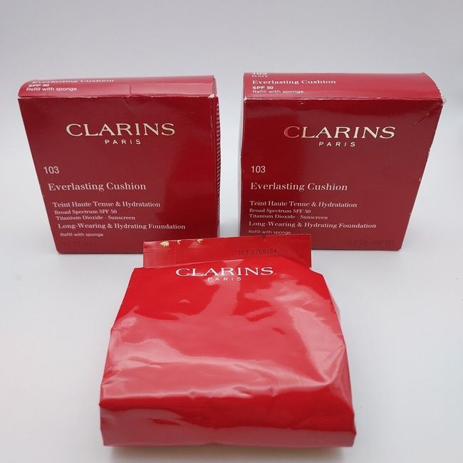 LOT OF 2 Clarins Everlasting Cushion Foundation Refill 103 IVORY SPF 50 Sealed