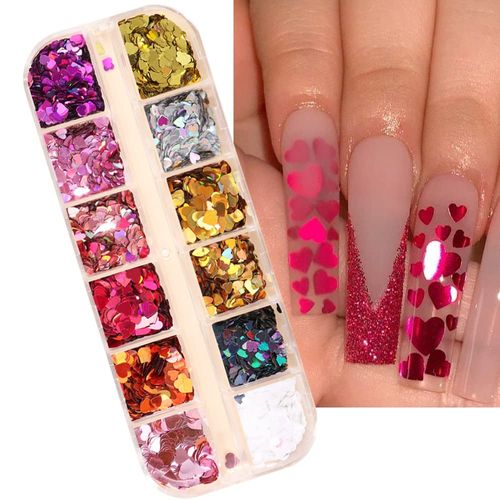 12 Colors/Box Heart Nail Parts Deco Decoration Nail Art Decoration